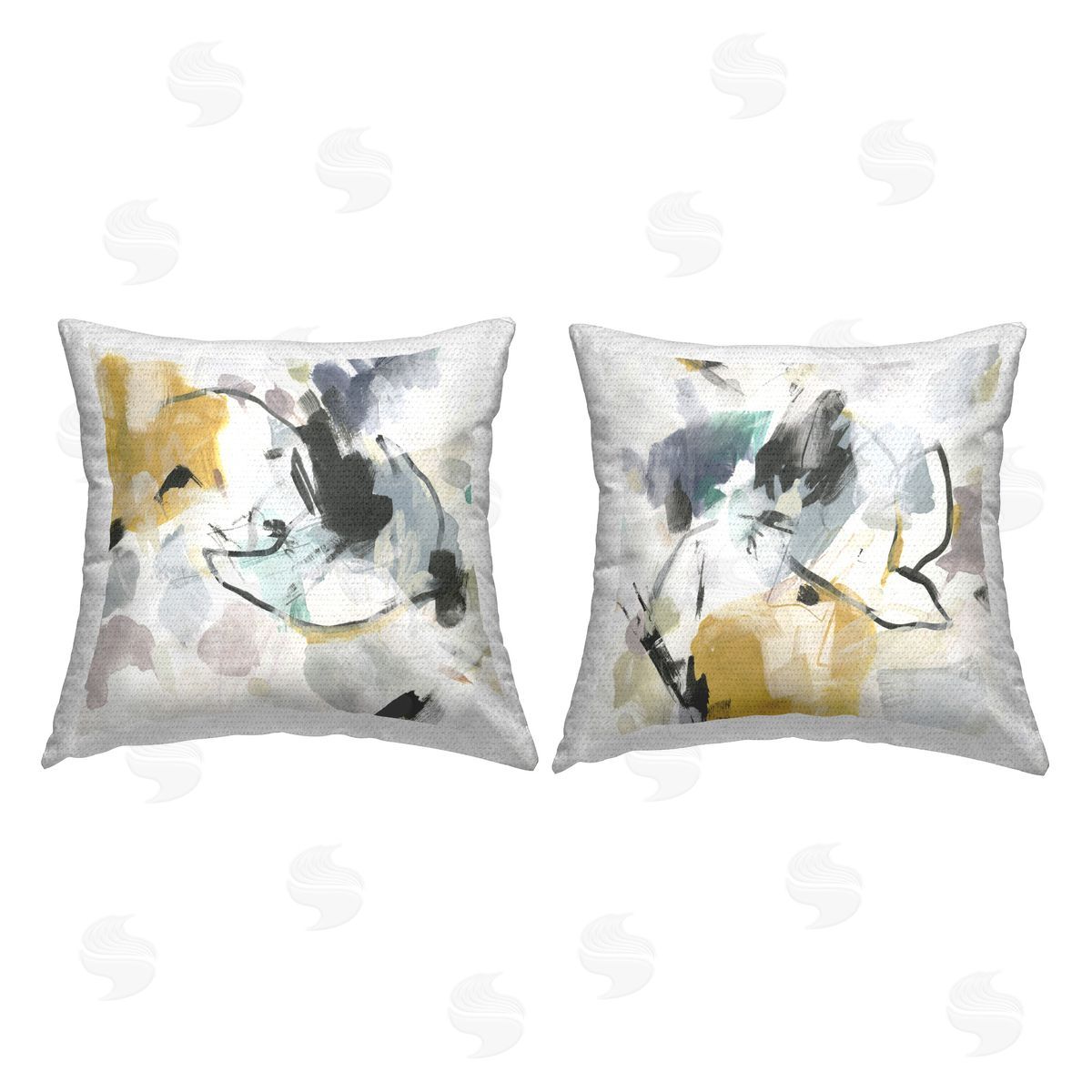 June Erica Vess Black & Yellow Abstract Splash Outdoor Quick-Dry Polyester Printed Throw Pillow
