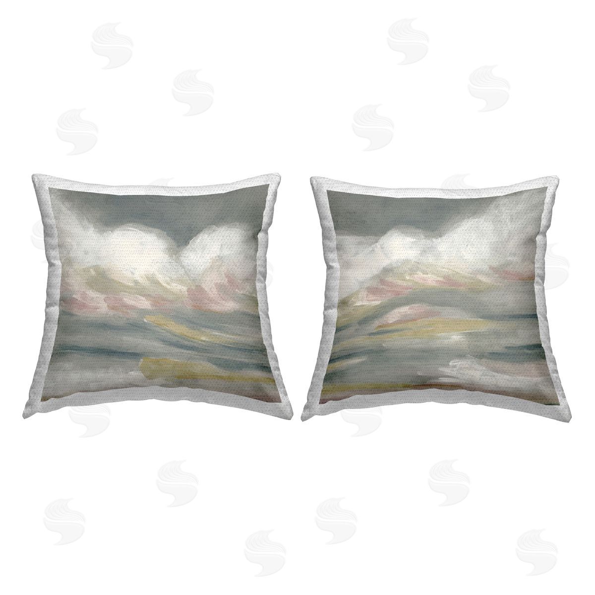 June Erica Vess Wispy Pink Mountains Outdoor Quick-Dry Polyester Printed Throw Pillow