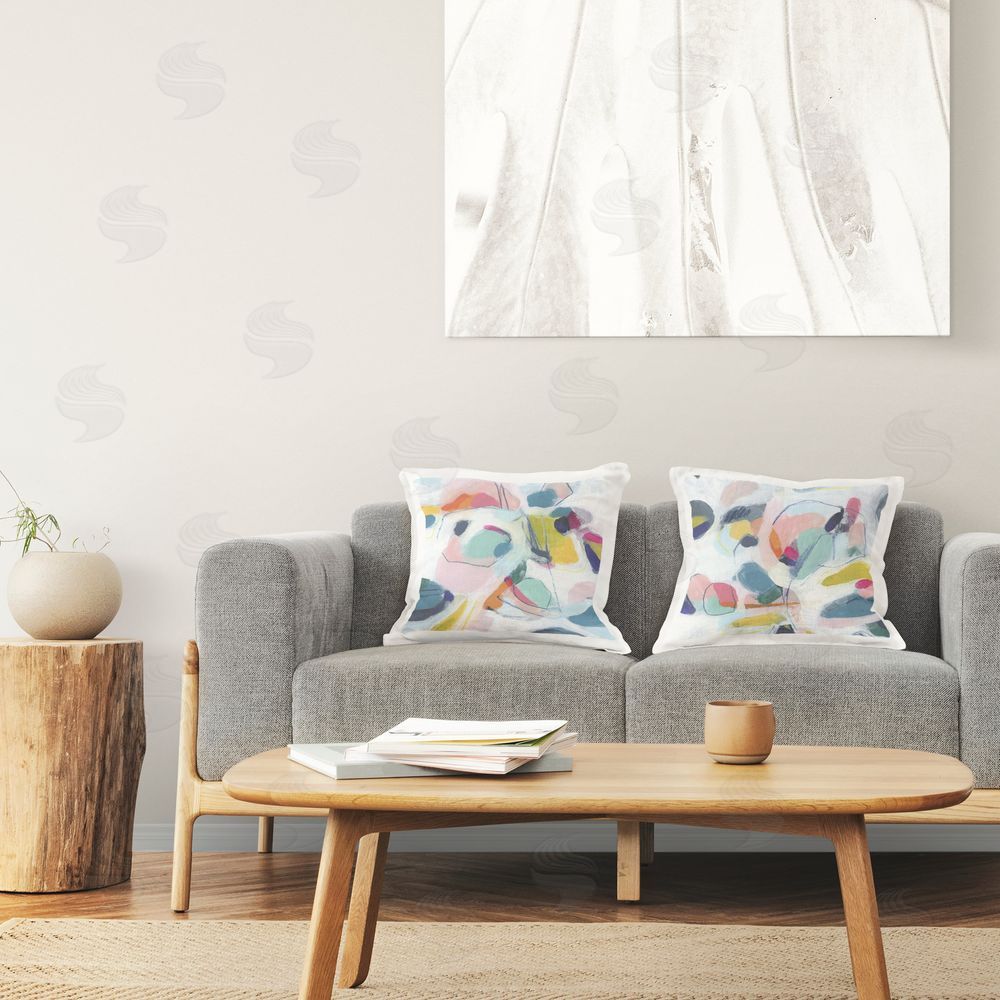 June Erica Vess Eye-catching Abstract Pastels Printed Plush Polyester Throw Pillow On Chair