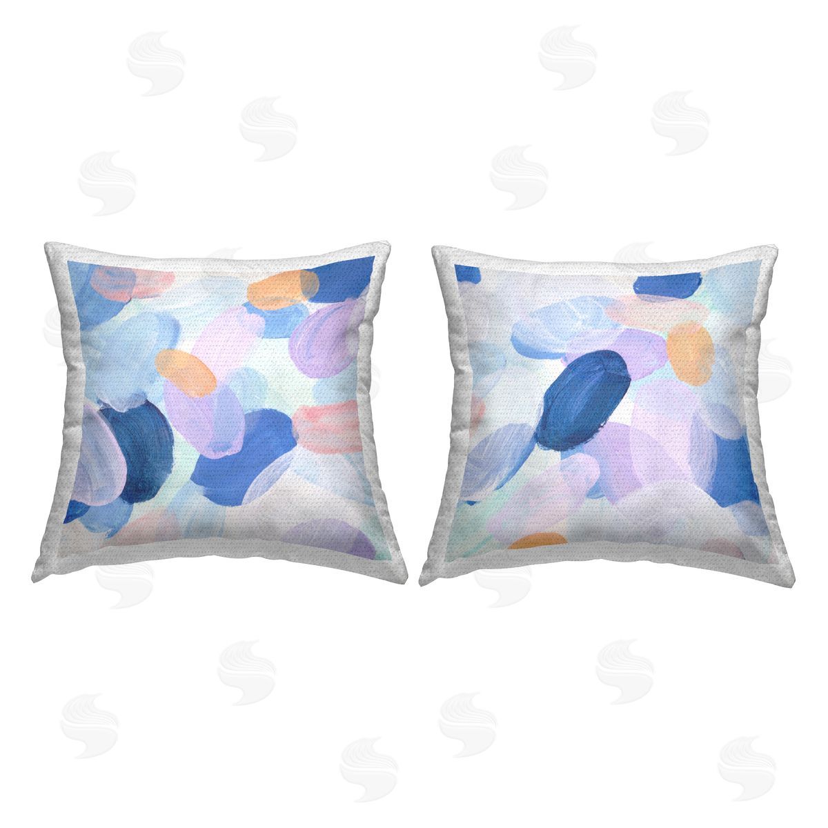 Melissa Wang Oval Lavender Blue Abstract  Outdoor Quick-Dry Polyester Printed Throw Pillow