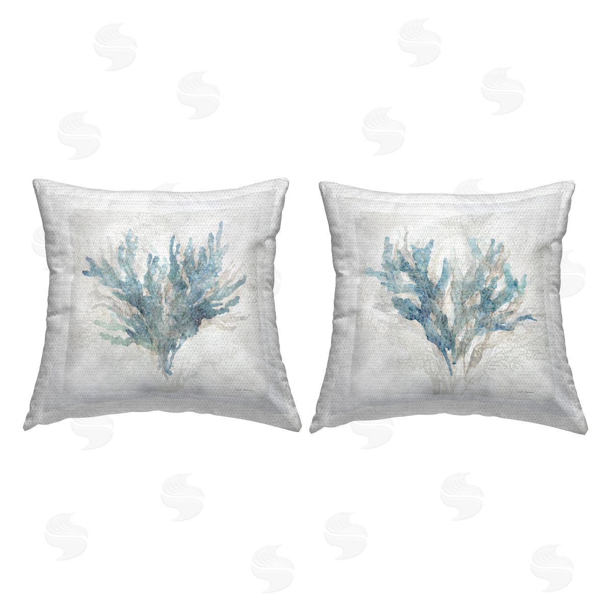 Carol Robinson Calm Blue Coral Outdoor Quick-Dry Polyester Printed Throw Pillow