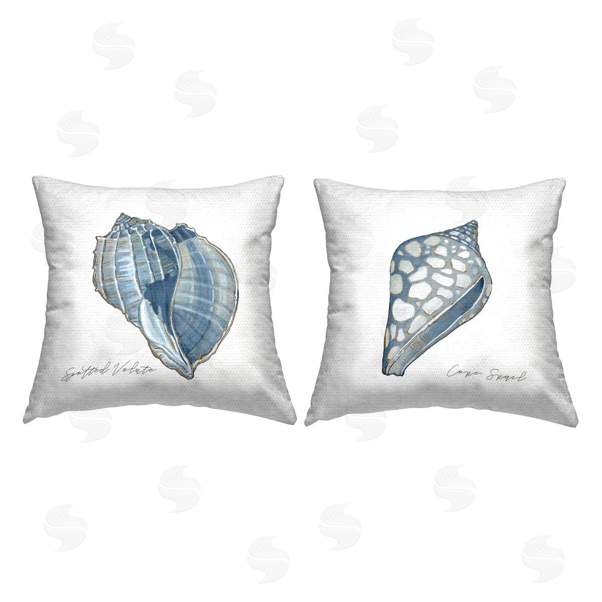 Carol Robinson Spotted Blue Seashells Outdoor Quick-Dry Polyester Printed Throw Pillow