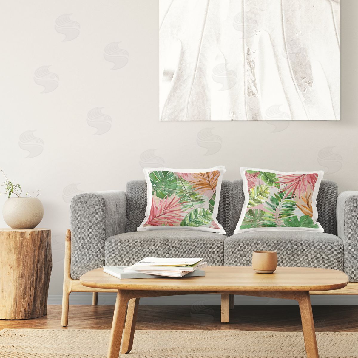 Carol Robinson Hot Tropics Botanicals Printed Plush Polyester Throw Pillow