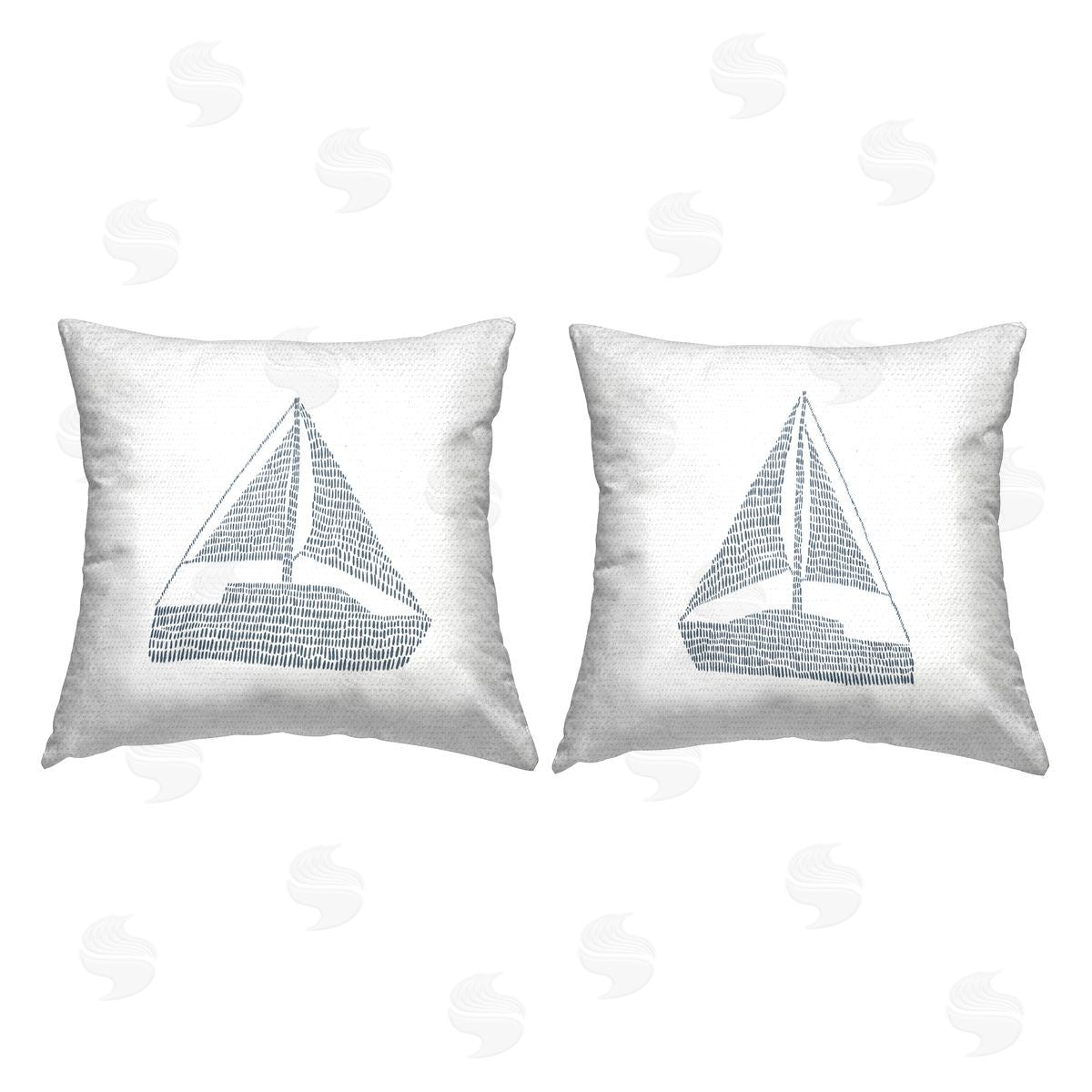 Jetty Home LLC Minimal Sailboats on White Outdoor Quick-Dry Polyester Printed Throw Pillow