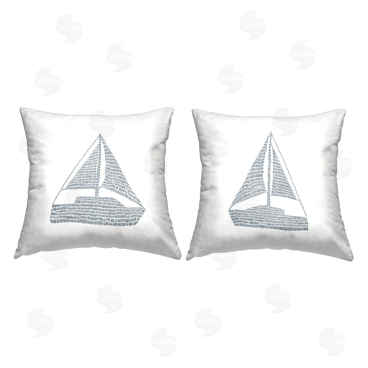 Jetty Home LLC Minimal Sailboats on White Printed Plush Polyester Throw Pillow