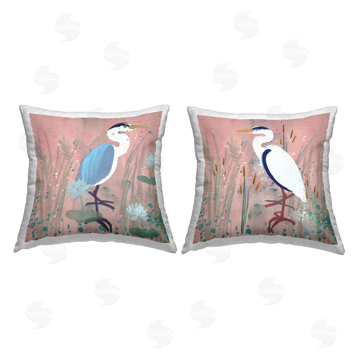 Juliet Rose Philips Beach Birds on Pink Outdoor Quick-Dry Polyester Printed Throw Pillow