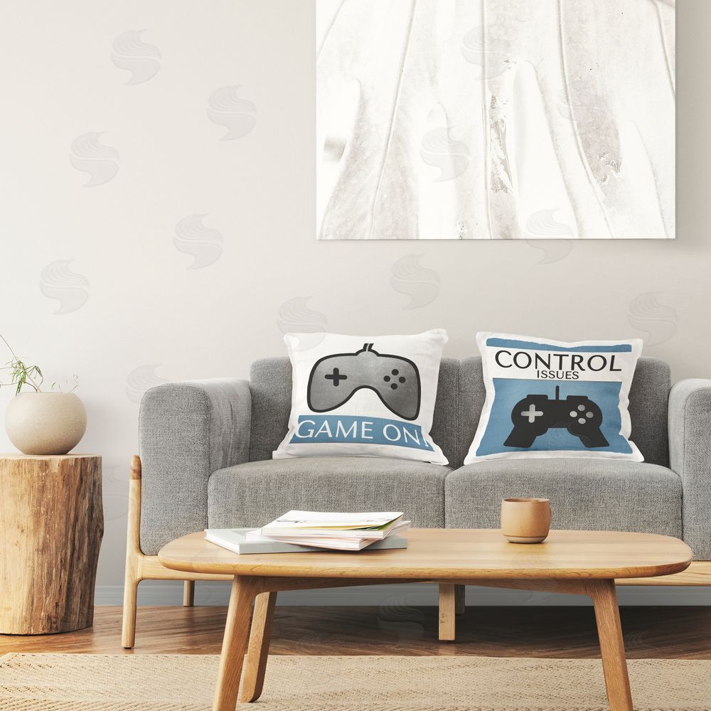 Kim Allen Controller Gamer Phrases Printed Plush Polyester Throw Pillow On Chair