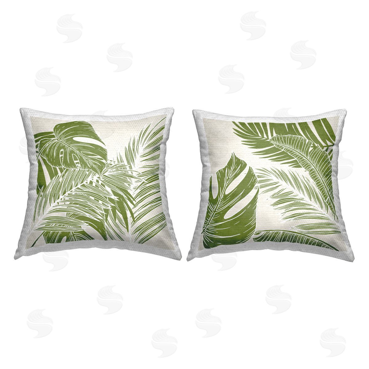 Kim Allen Overlapping Palm Leaves Outdoor Quick-Dry Polyester Printed Throw Pillow