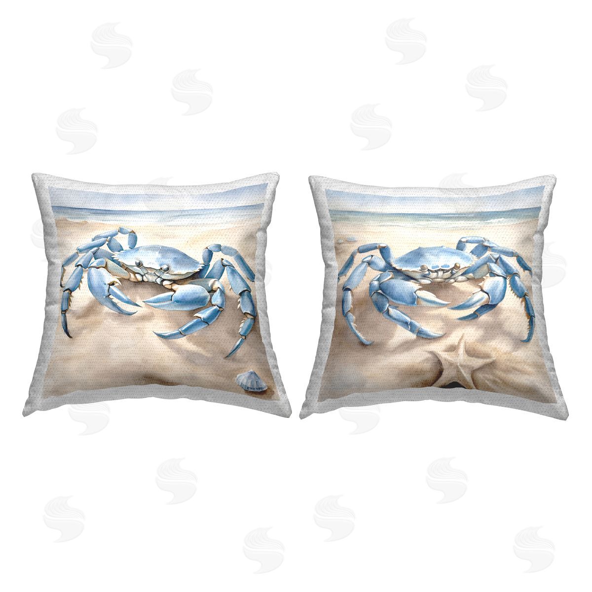 Kim Allen Blue Crab on Shore Outdoor Quick-Dry Polyester Printed Throw Pillow