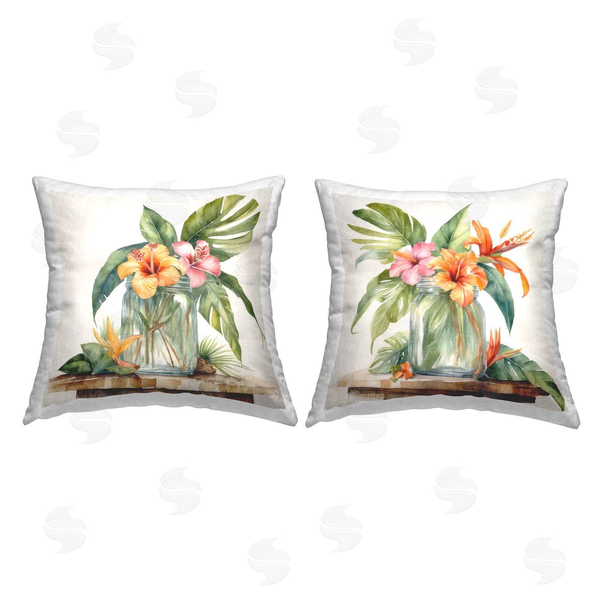 Kim Allen Hibiscus Flower Vase Printed Plush Polyester Throw Pillow