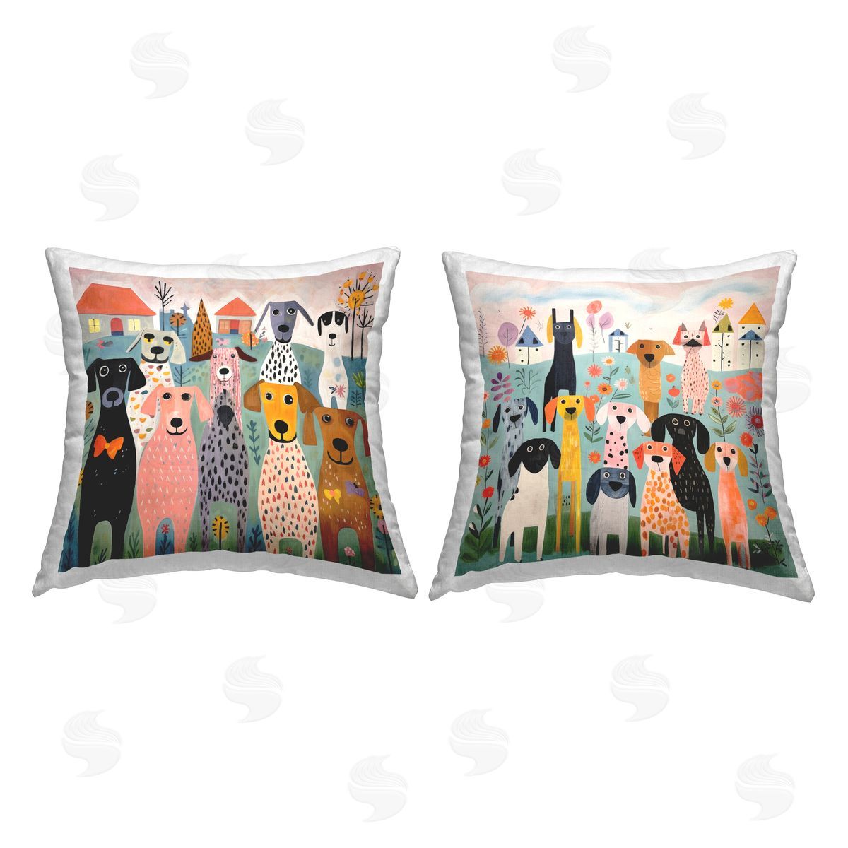 Lazar Studio Puppy Love Scene Printed Plush Polyester Throw Pillow