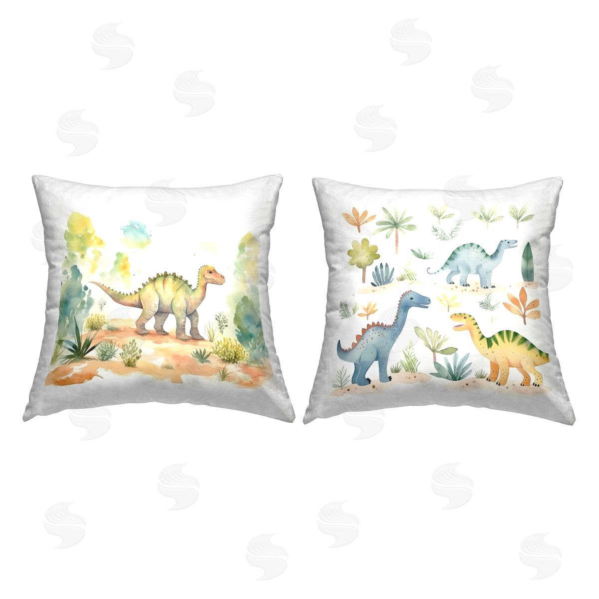 Lazar Studio Dinosaurs & Nature Plants Printed Plush Polyester Throw Pillow