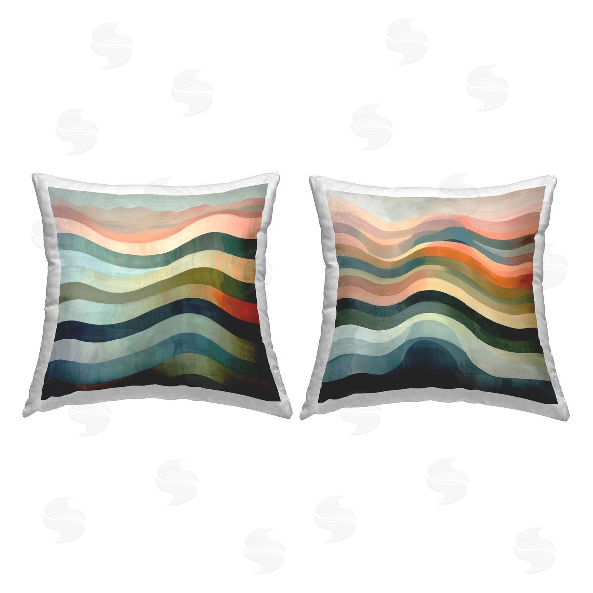 Lazar Studio Dynamic Abstract Wave Printed Plush Polyester Throw Pillow