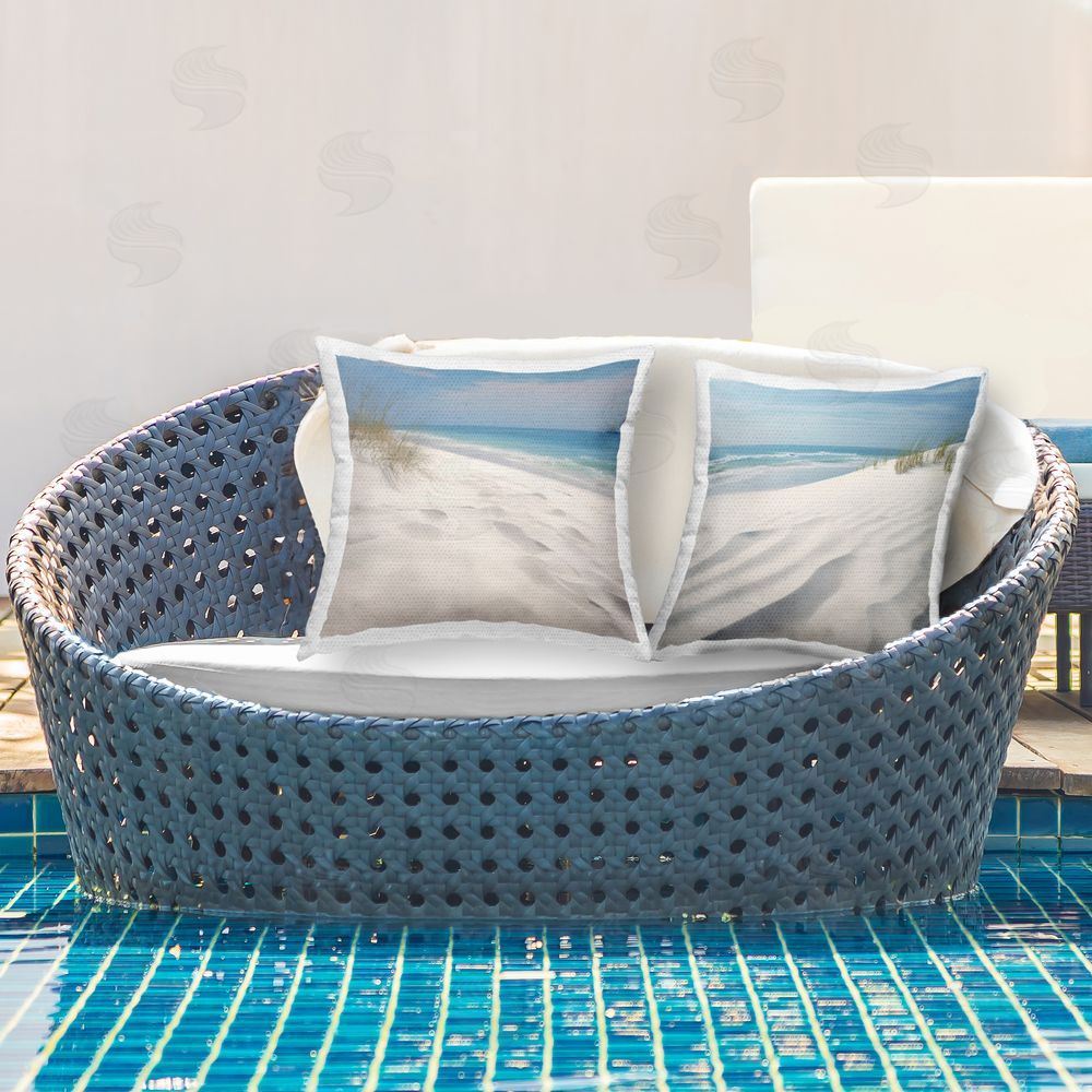 Lazar Studio Calming Seabreeze Scene Outdoor Quick-Dry Polyester Printed Throw Pillow in Back Yard