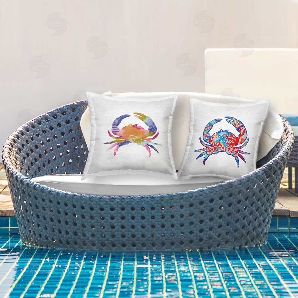 Lisa Nohren Modern Patterned Crabs Outdoor Quick-Dry Polyester Printed Throw Pillow in Back Yard