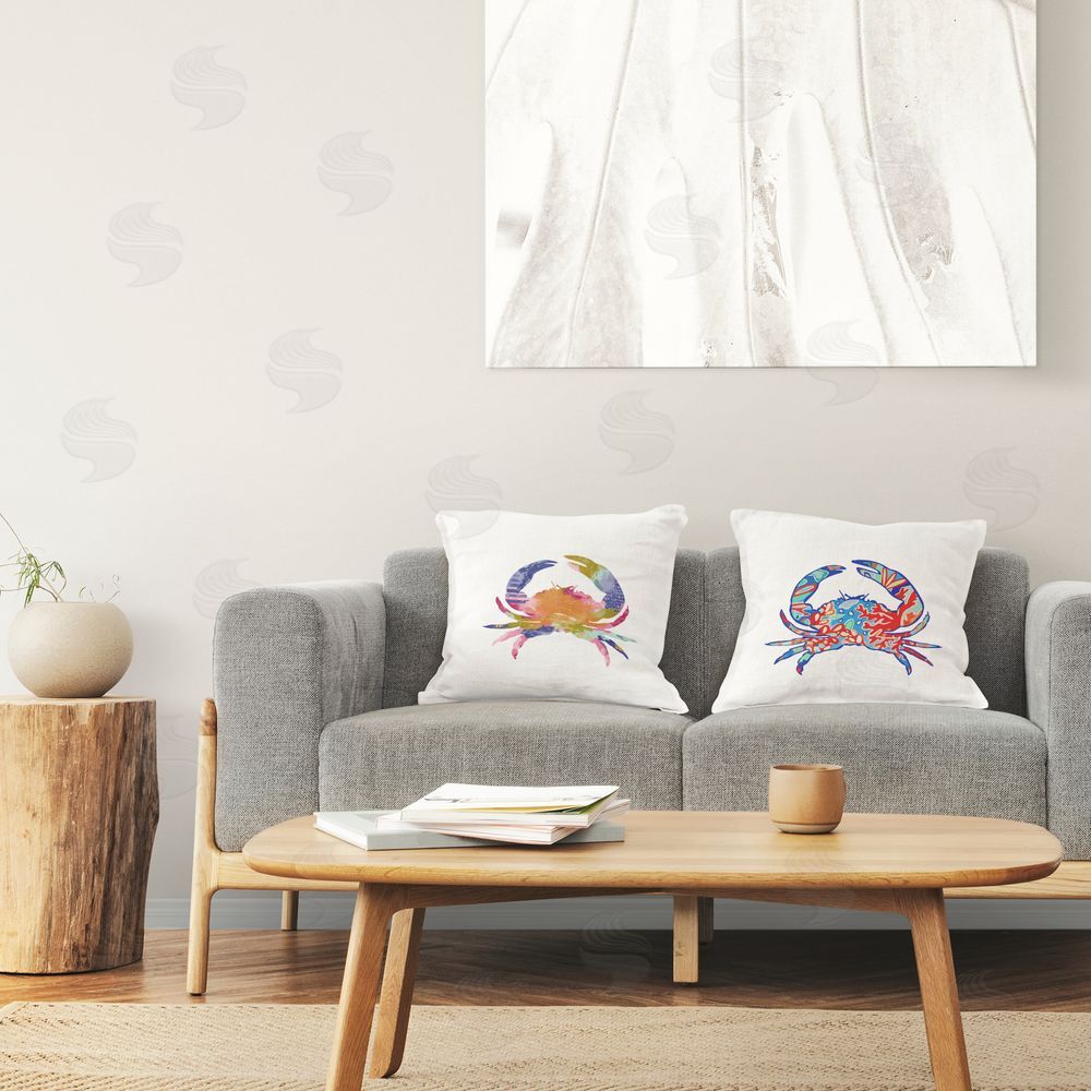 Lisa Nohren Modern Patterned Crabs Printed Plush Polyester Throw Pillow On Chair