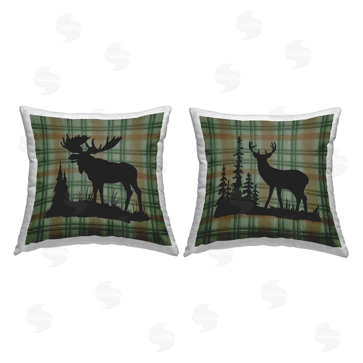 Jacki Frerichs Forest Animals on Tartan Outdoor Quick-Dry Polyester Printed Throw Pillow