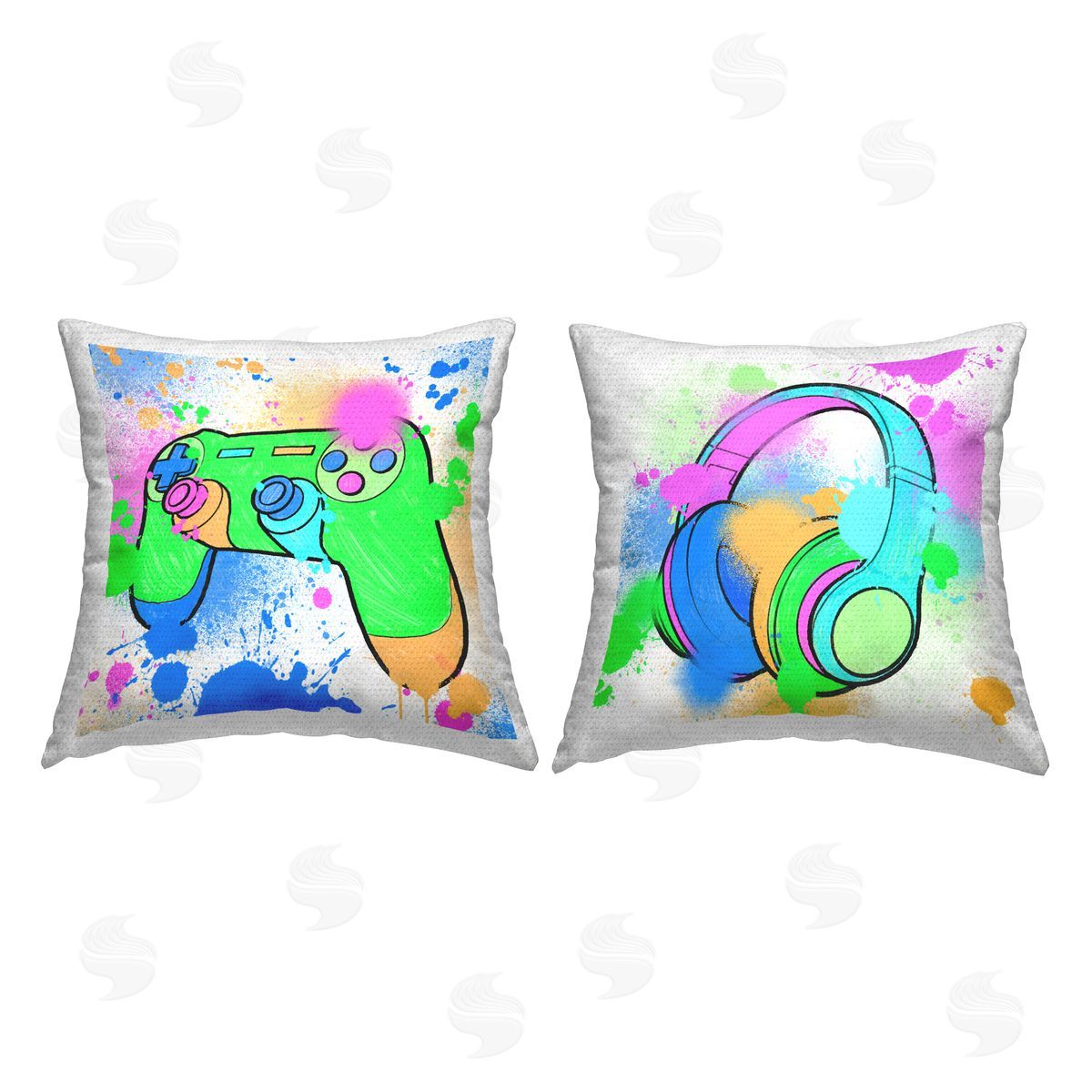 Marcus Prime Paint Splattered Gaming Outdoor Quick-Dry Polyester Printed Throw Pillow