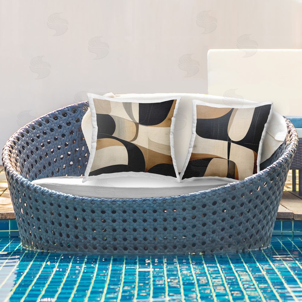 Irena Orlov Midcentury Mod Abstraction Outdoor Quick-Dry Polyester Printed Throw Pillow in Back Yard