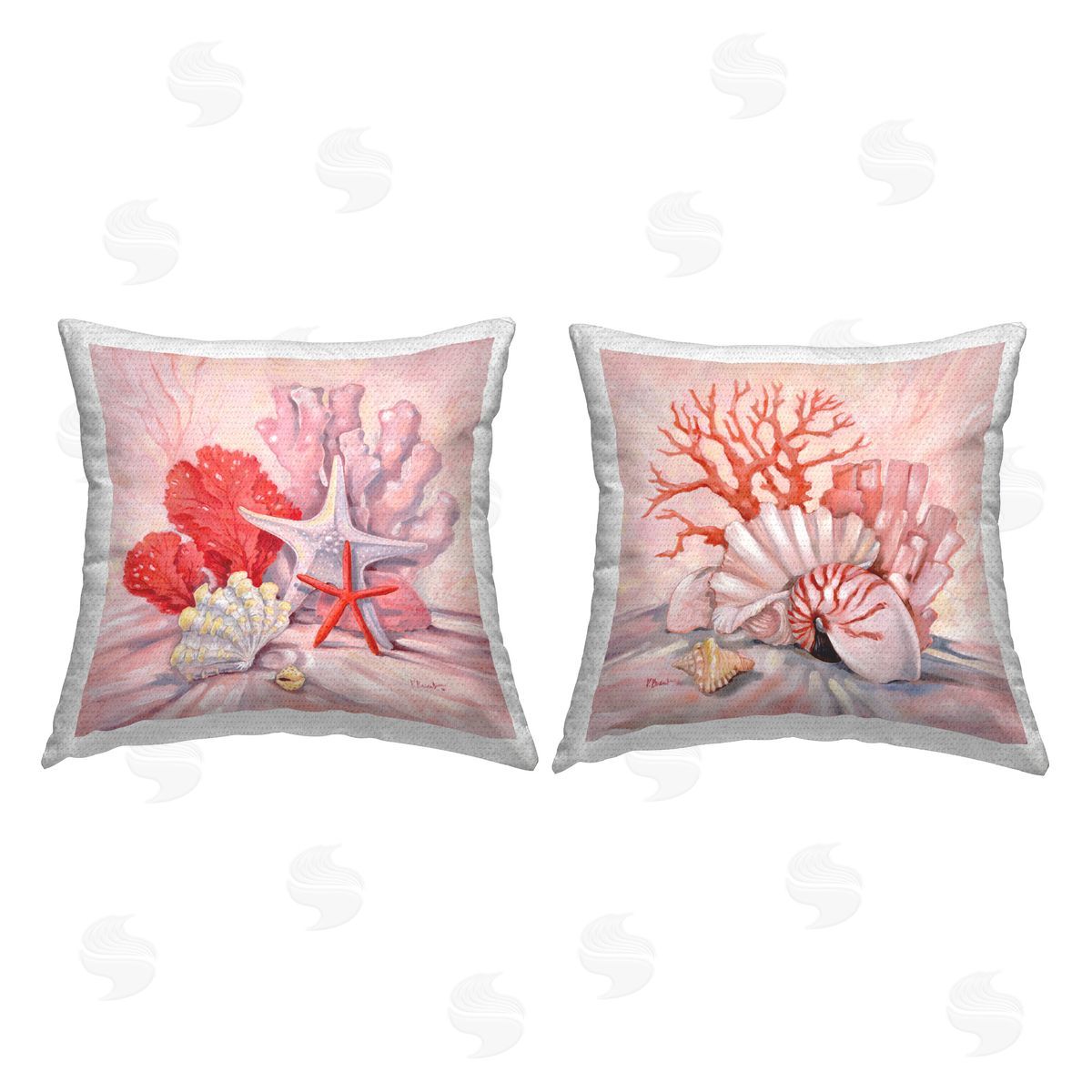 Paul Brent Pink Coral Still Life  Outdoor Quick-Dry Polyester Printed Throw Pillow
