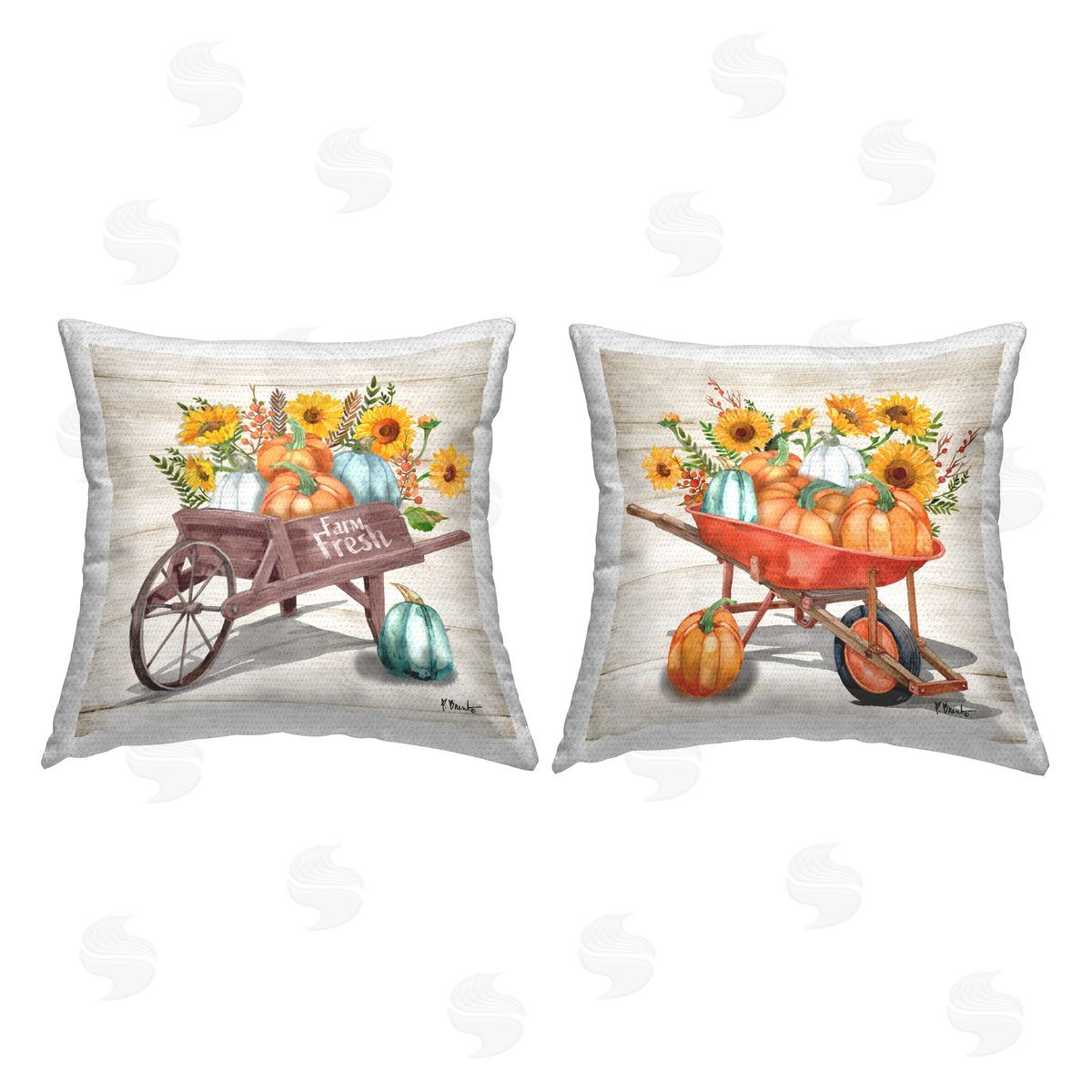Paul Brent Fall Harvest Wagons Outdoor Quick-Dry Polyester Printed Throw Pillow