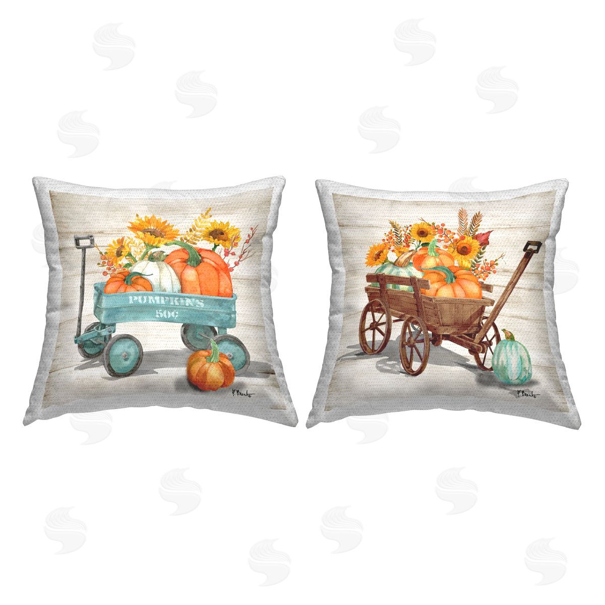 Paul Brent Rustic Harvest Wagons Outdoor Quick-Dry Polyester Printed Throw Pillow