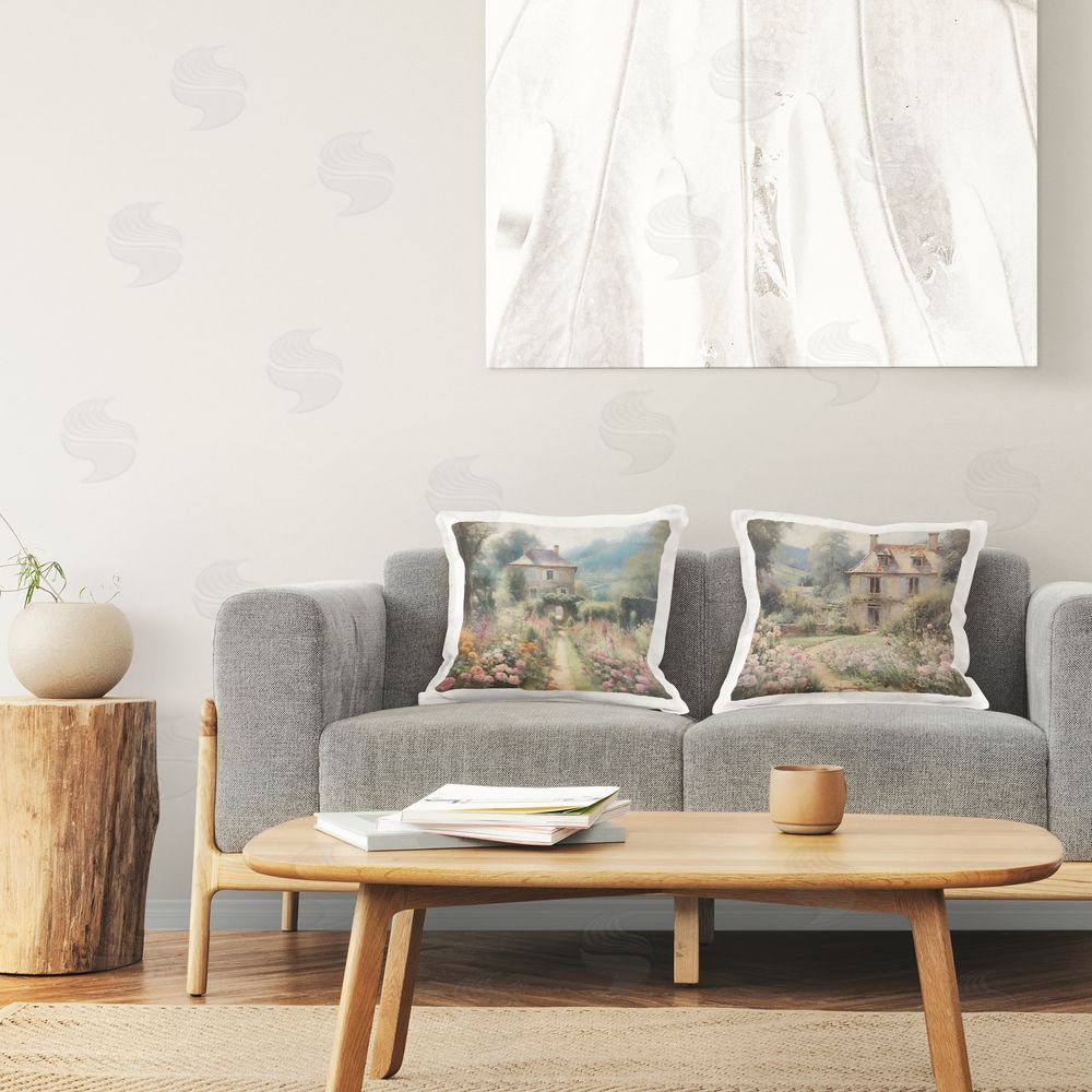 Riley B Quaint French Country Garden Printed Plush Polyester Throw Pillow On Chair