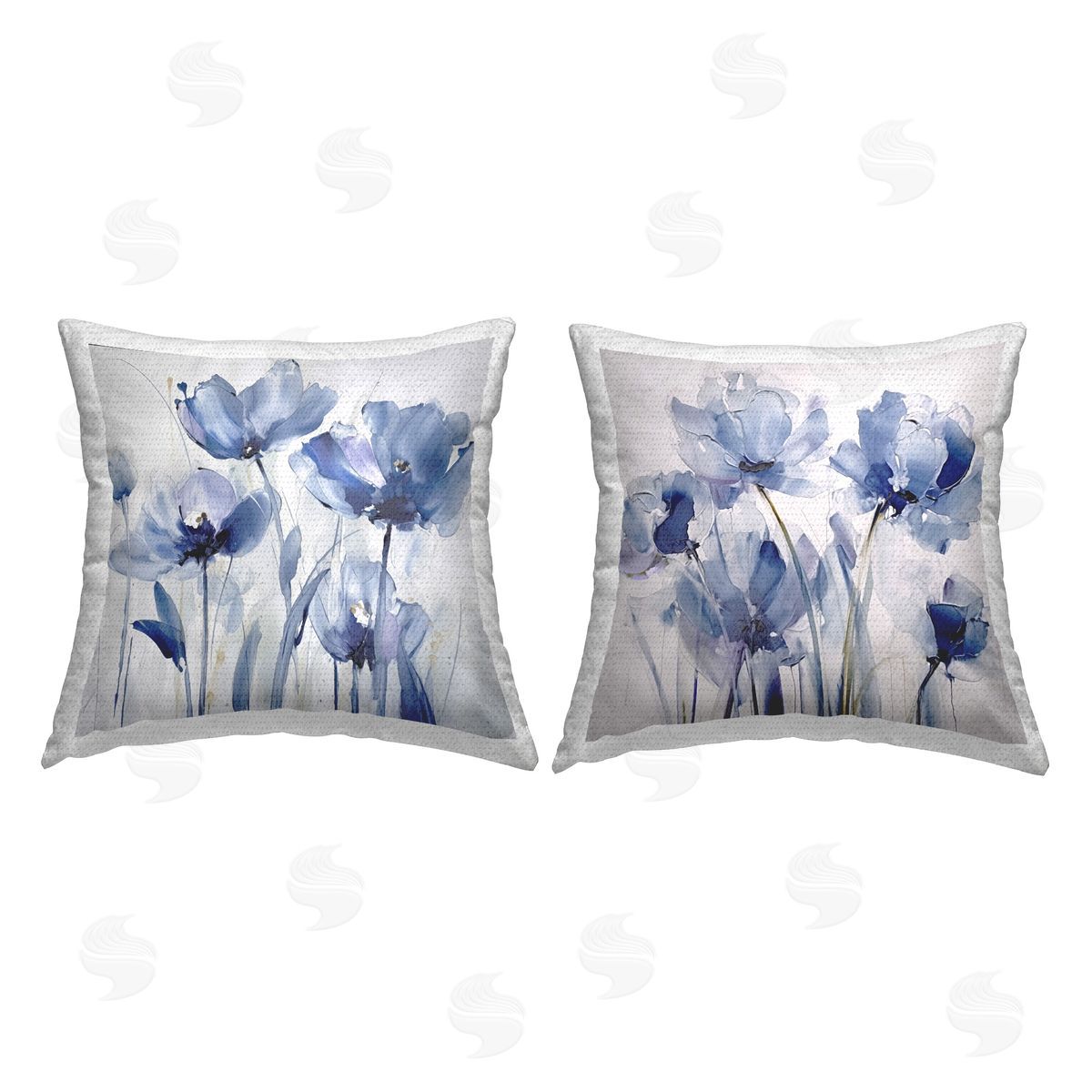 Sasha Blue Blooms Motif Outdoor Quick-Dry Polyester Printed Throw Pillow