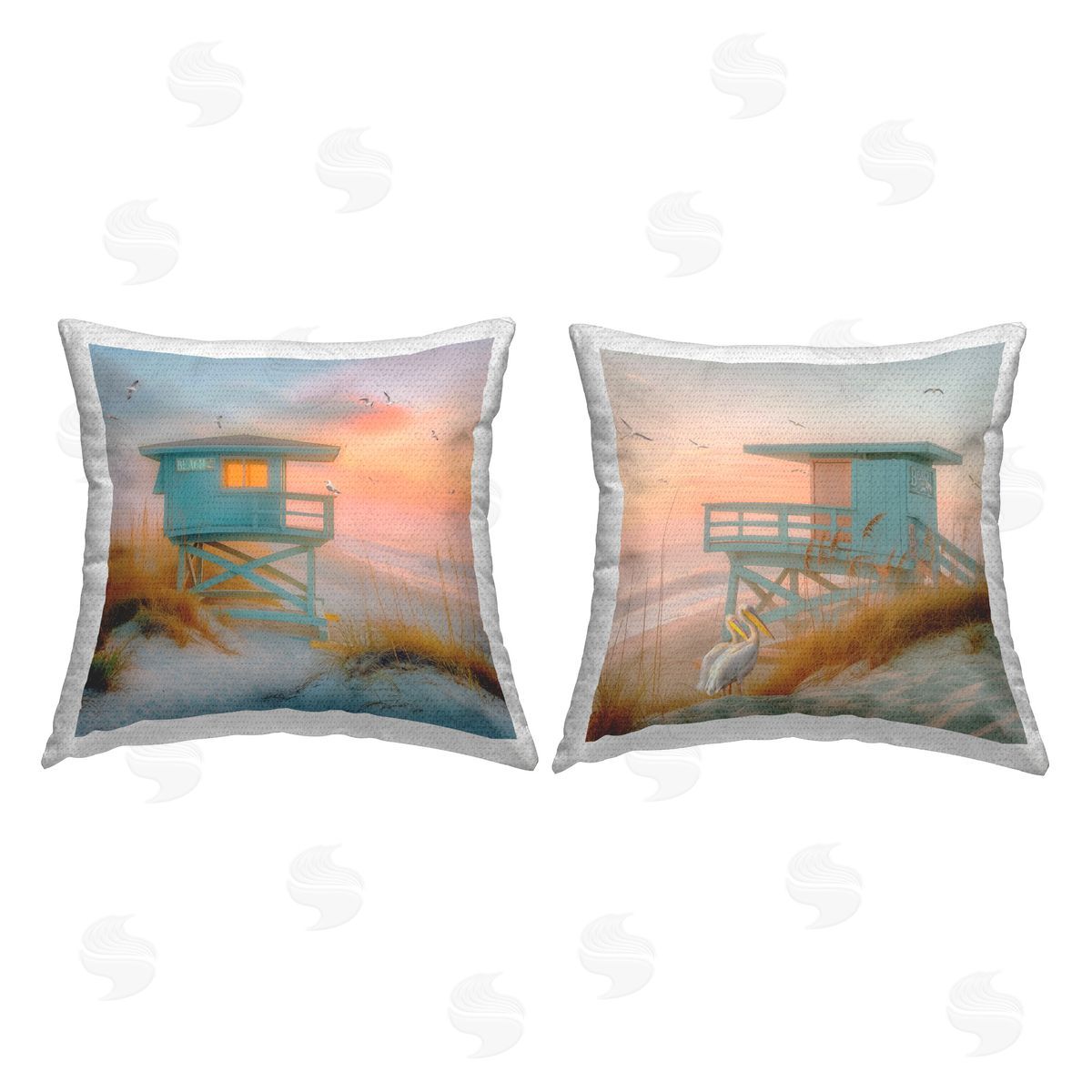 Steve Hunziker Pastel Coastal Charm Outdoor Quick-Dry Polyester Printed Throw Pillow