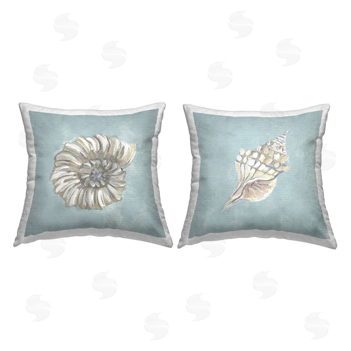 Julie DeRice Nautilus and Conch Seashells  Outdoor Quick-Dry Polyester Printed Throw Pillow