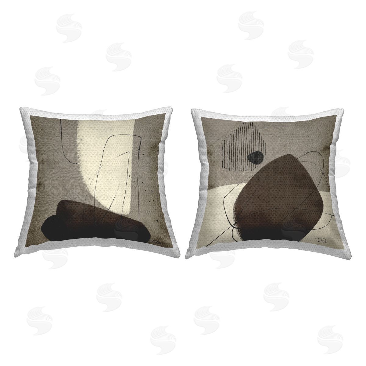Patricia Pinto Brown Hidden Lines  Outdoor Quick-Dry Polyester Printed Throw Pillow