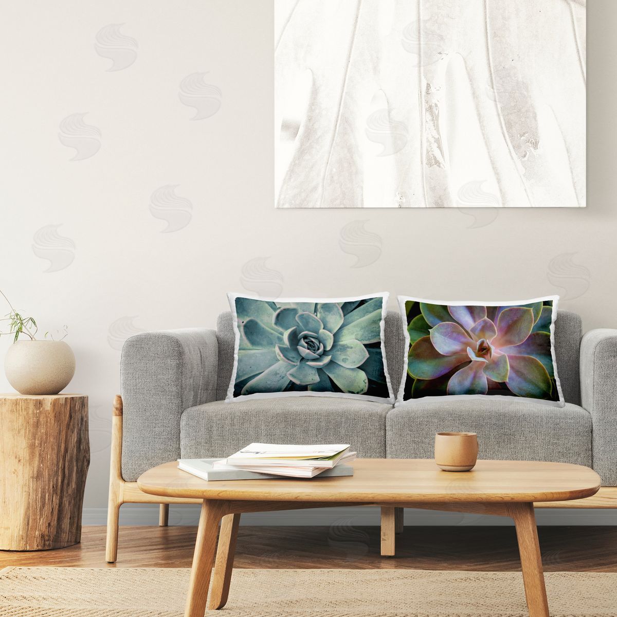 Susan Bryant Centric Succulent Forms Printed Plush Polyester Throw Pillow