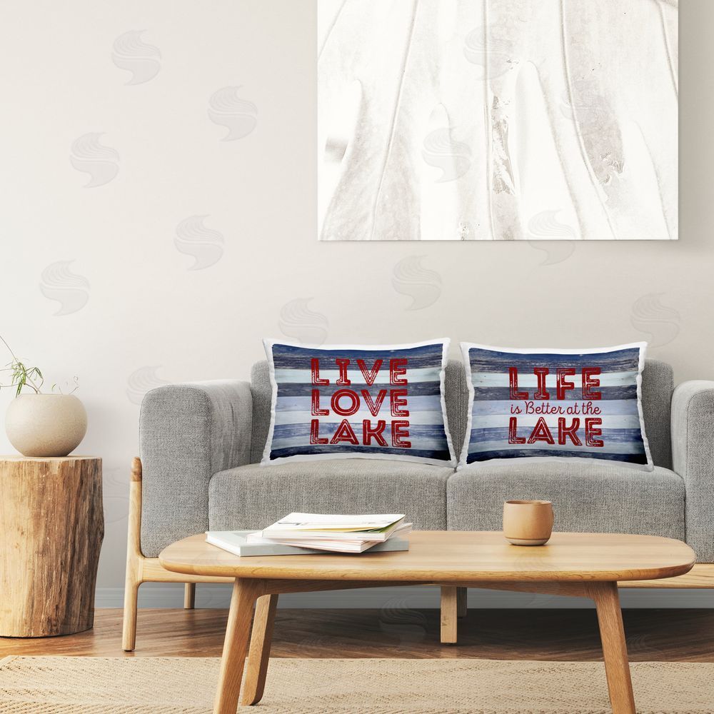 SD Graphics Studio Striped Lake Phrases Printed Plush Polyester Throw Pillow On Chair