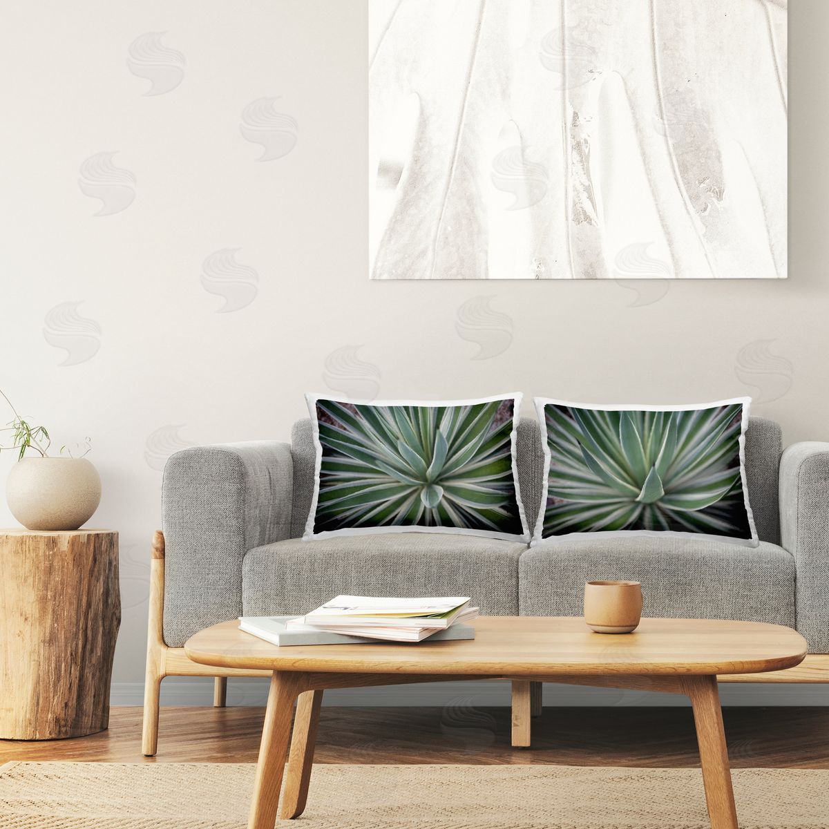 Susan Bryant Agave Plant Leaves Printed Plush Polyester Throw Pillow