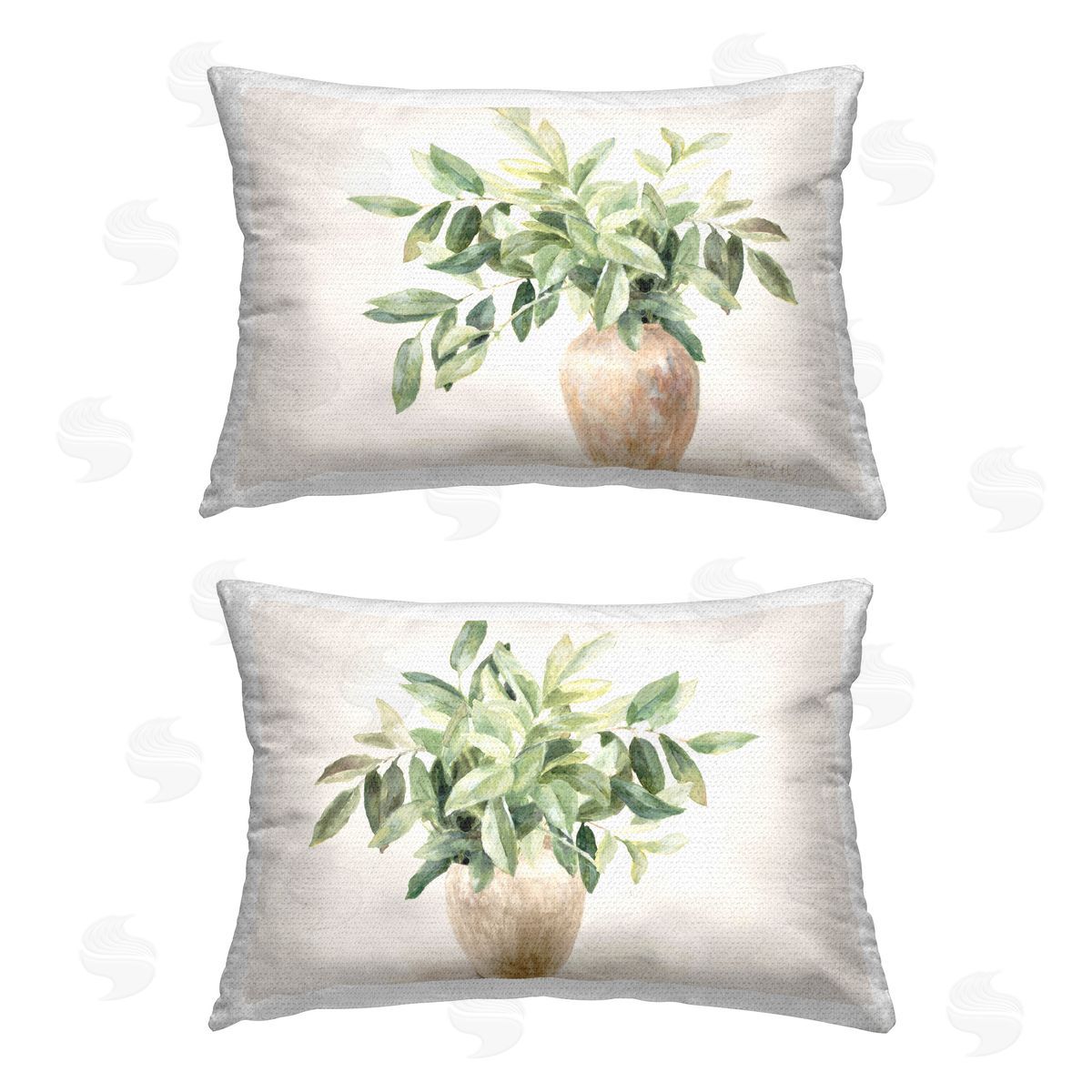 Grace Popp Vase of Hardy Green Foliage Outdoor Quick-Dry Polyester Printed Throw Pillow