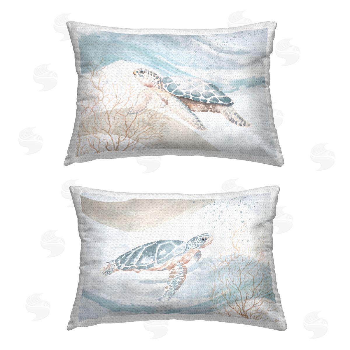 Patricia Pinto Swimming Turtles Oasis Outdoor Quick-Dry Polyester Printed Throw Pillow