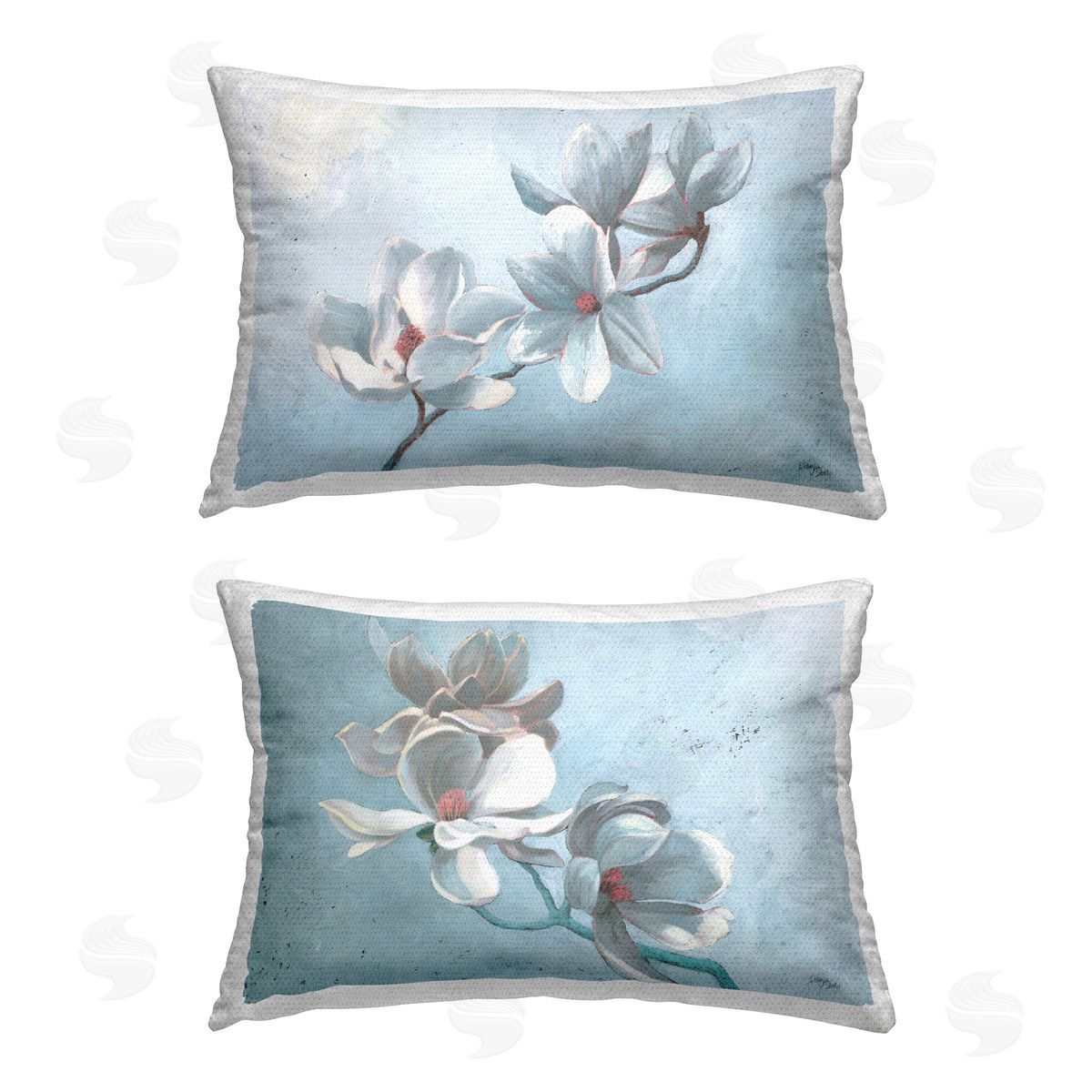 Wellington Studio Single Magnolia Branch Blossoms Outdoor Quick-Dry Polyester Printed Throw Pillow