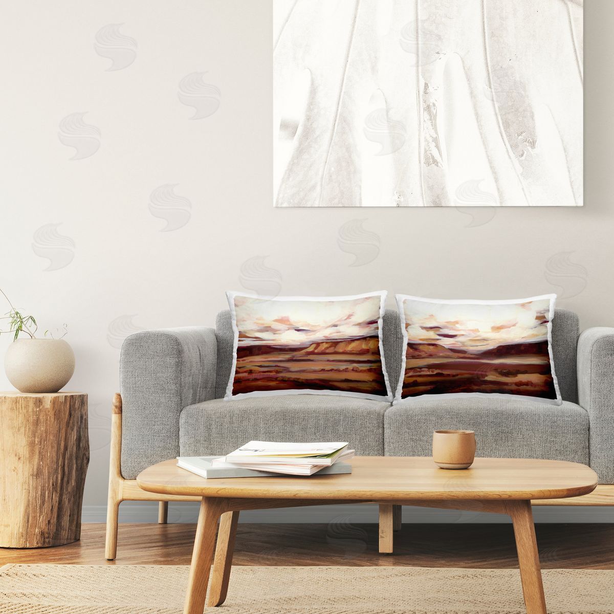 Haley Knighten Mauve Mesa Abstract Landscape  Printed Plush Polyester Throw Pillow