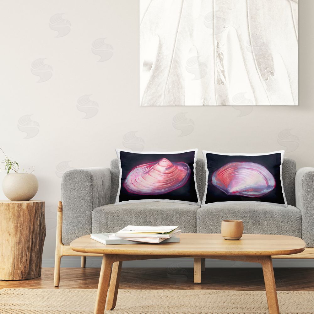 Stupell Studio Pink Clam Shells  Printed Plush Polyester Throw Pillow On Chair