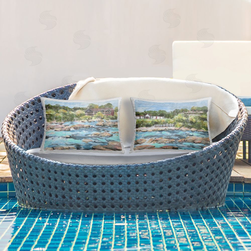 Stupell Studio Flowing River Rocks  Outdoor Quick-Dry Polyester Printed Throw Pillow in Back Yard