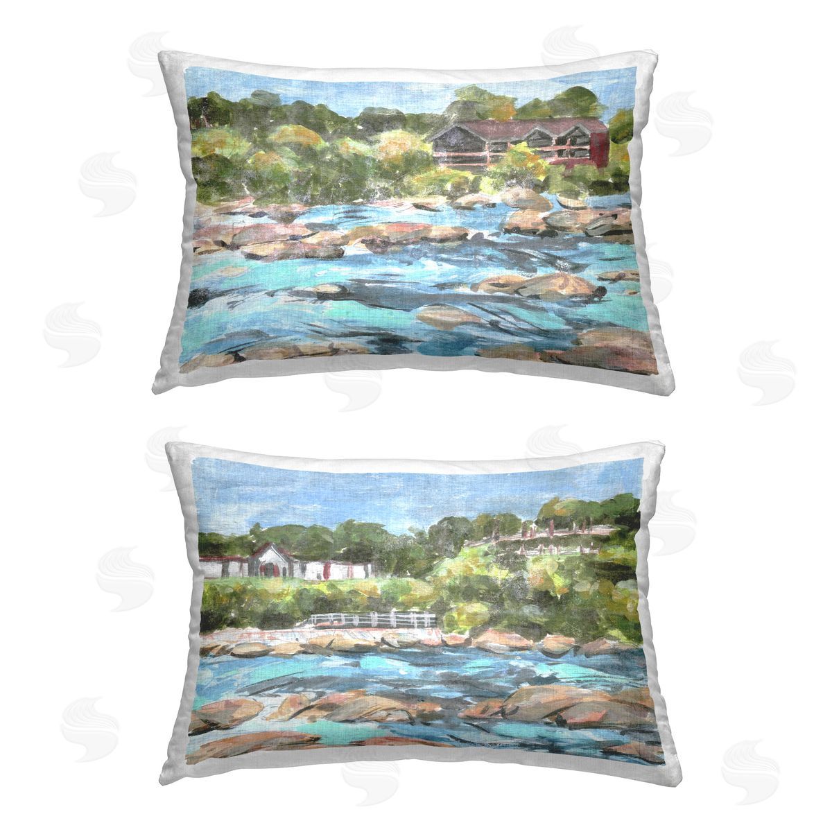 Stupell Studio Flowing River Rocks  Printed Plush Polyester Throw Pillow