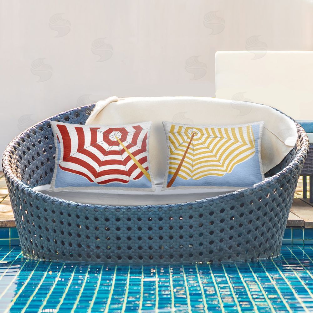 June Erica Vess Striped Beach Umbrella Outdoor Quick-Dry Polyester Printed Throw Pillow in Back Yard