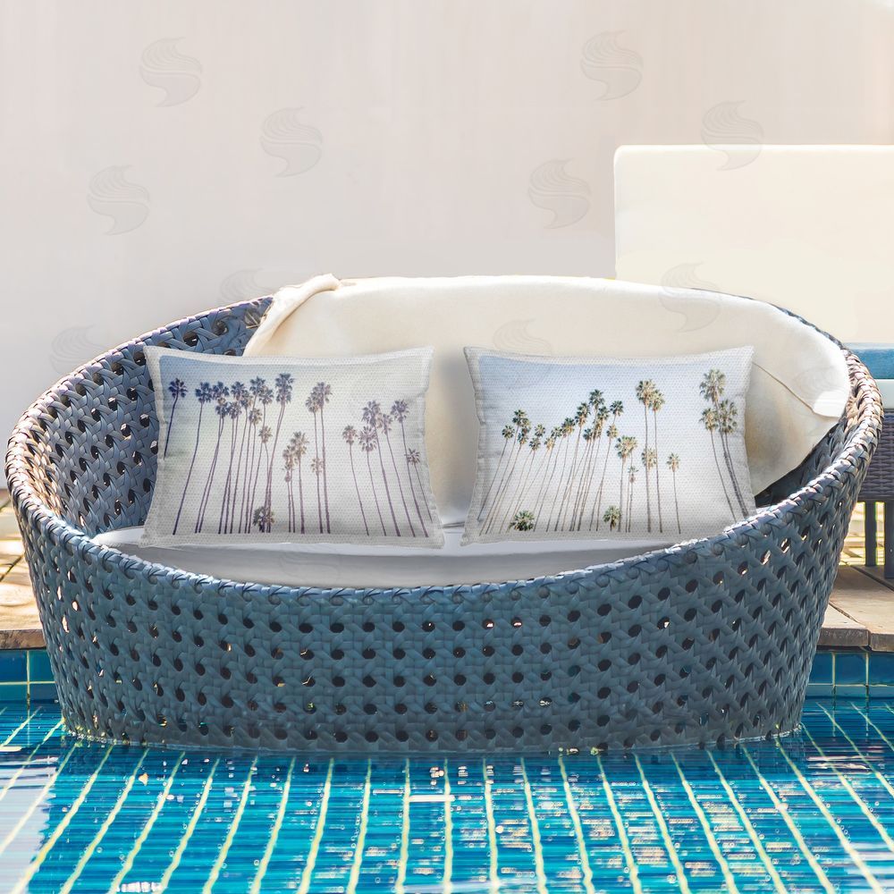 Elena Chukhlebova Tall Looming Palms Outdoor Quick-Dry Polyester Printed Throw Pillow in Back Yard