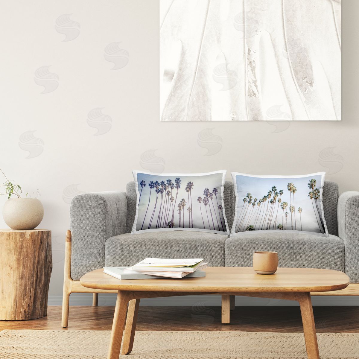 Elena Chukhlebova Tall Looming Palms Printed Plush Polyester Throw Pillow