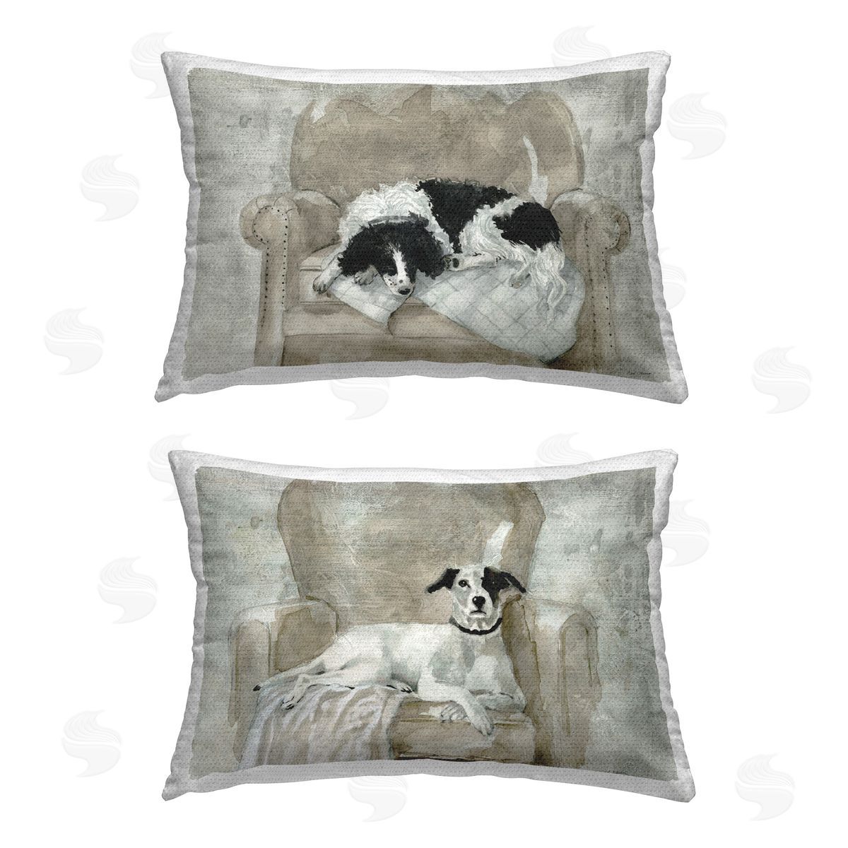 Carol Robinson Dog's Favorite Chairs Outdoor Quick-Dry Polyester Printed Throw Pillow