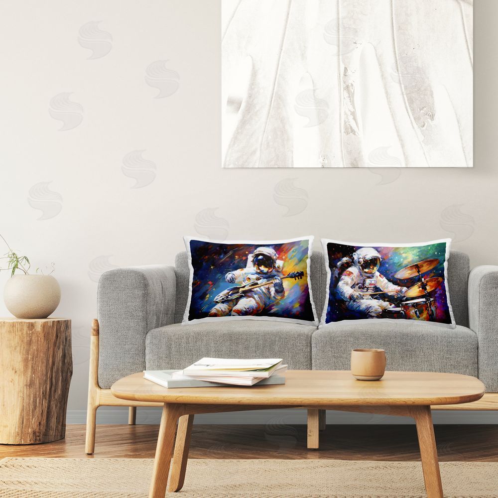 Leon Devenice Outer Space Melodies Printed Plush Polyester Throw Pillow On Chair