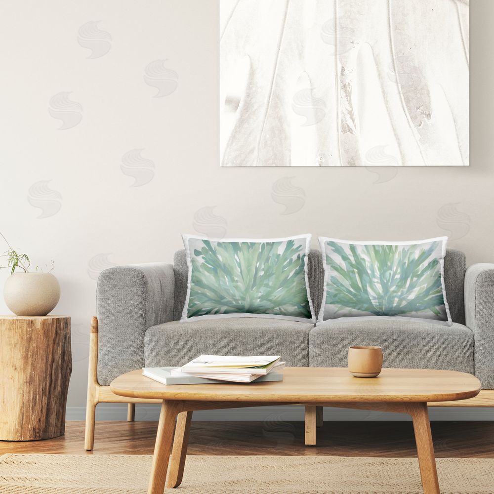 Stellar Design Studio Layered Green Seaweed Printed Plush Polyester Throw Pillow On Chair