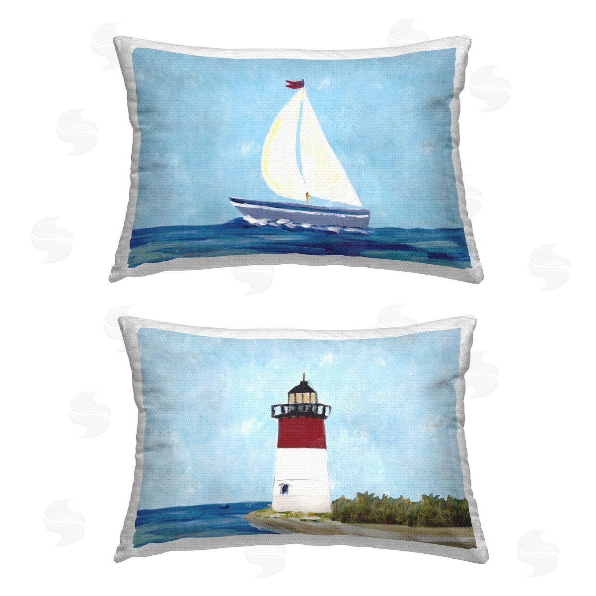 Julie DeRice Nautical Sail the Sea Lighthouse  Outdoor Quick-Dry Polyester Printed Throw Pillow