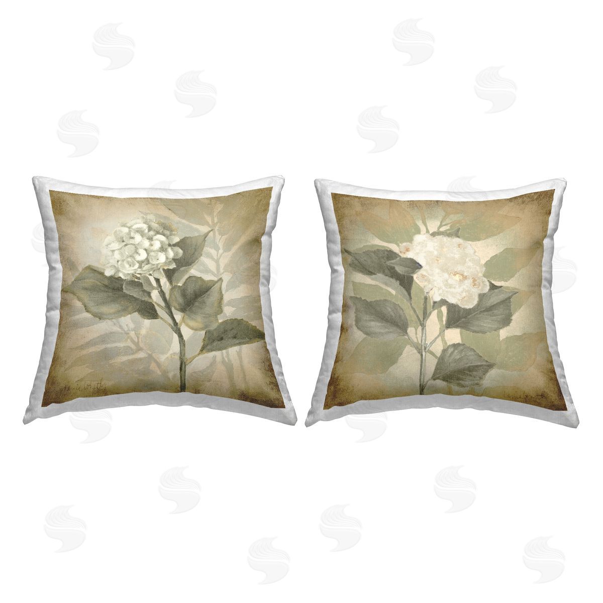 Lanie Loreth Vintage Opaque Hydrangea Printed Plush Polyester Throw Pillow