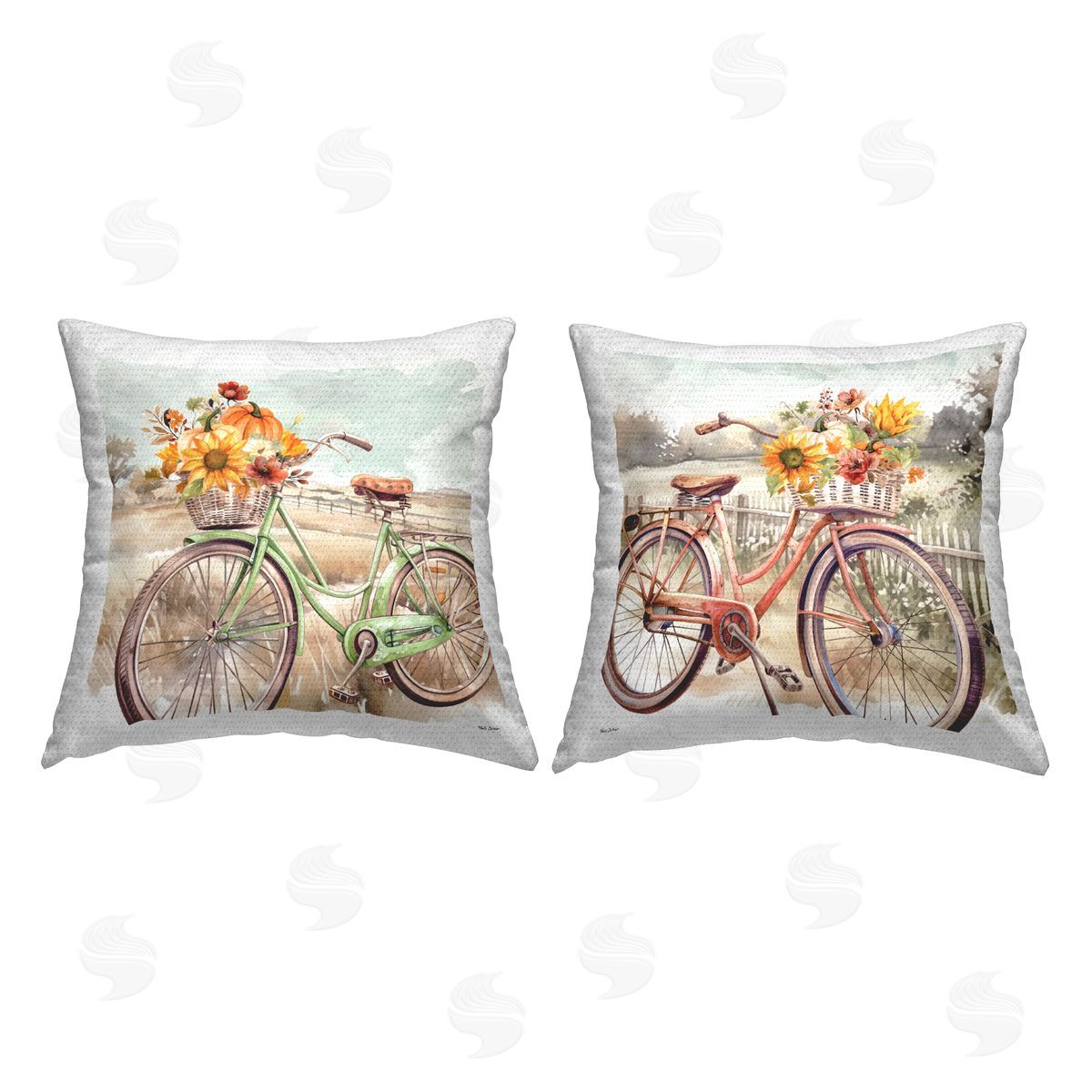 Nicole DeCamp Rustic Autumnal Bicycles Outdoor Quick-Dry Polyester Printed Throw Pillow